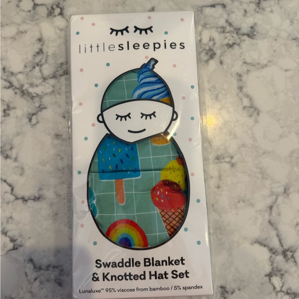 Little Sleepies Blue Rainbow Sprinkles Swaddle Set